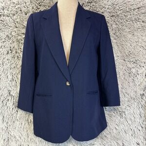 Pendleton Sophisticates‎ Petite Navy Single Breasted Blazer Pockets Size 8 Vtg